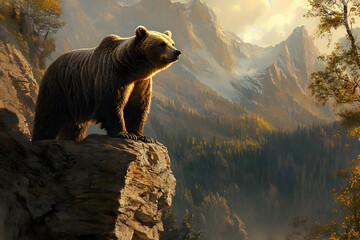 the bear was standing on the hill