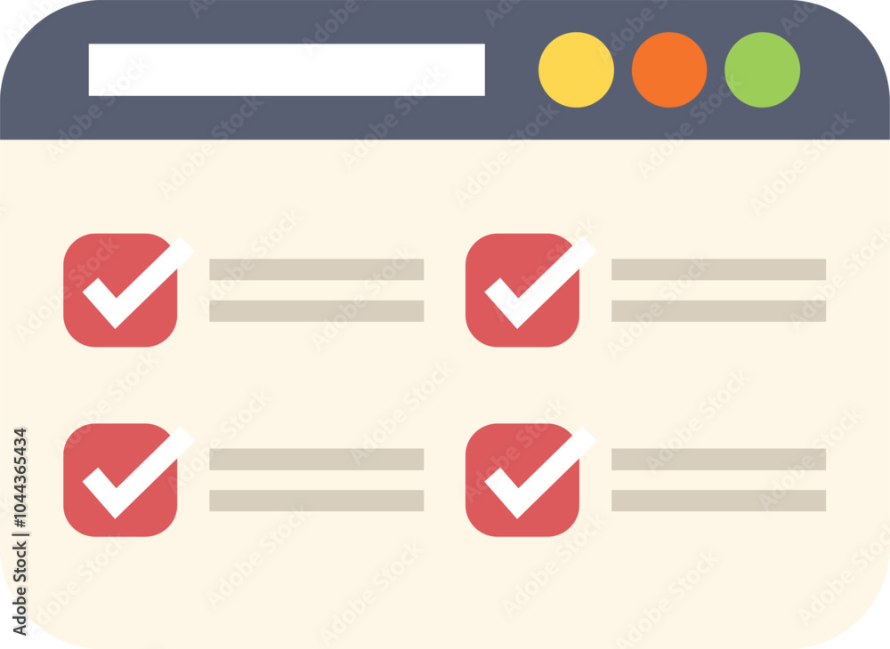 Poster website displaying checkmarks for completed tasks on checklist, concept of task management
