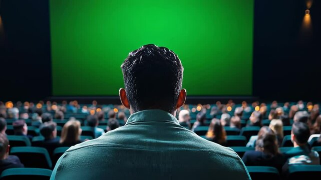 Man watching movie in a cinema, movie theatre, film, entertainment, leisure, audience