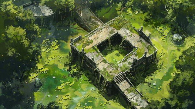 Toxic Swampland Battlefield Terrain: Immersive Battlemap Design