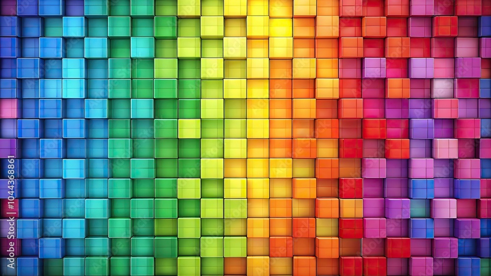 Poster rainbow colors background with square pattern