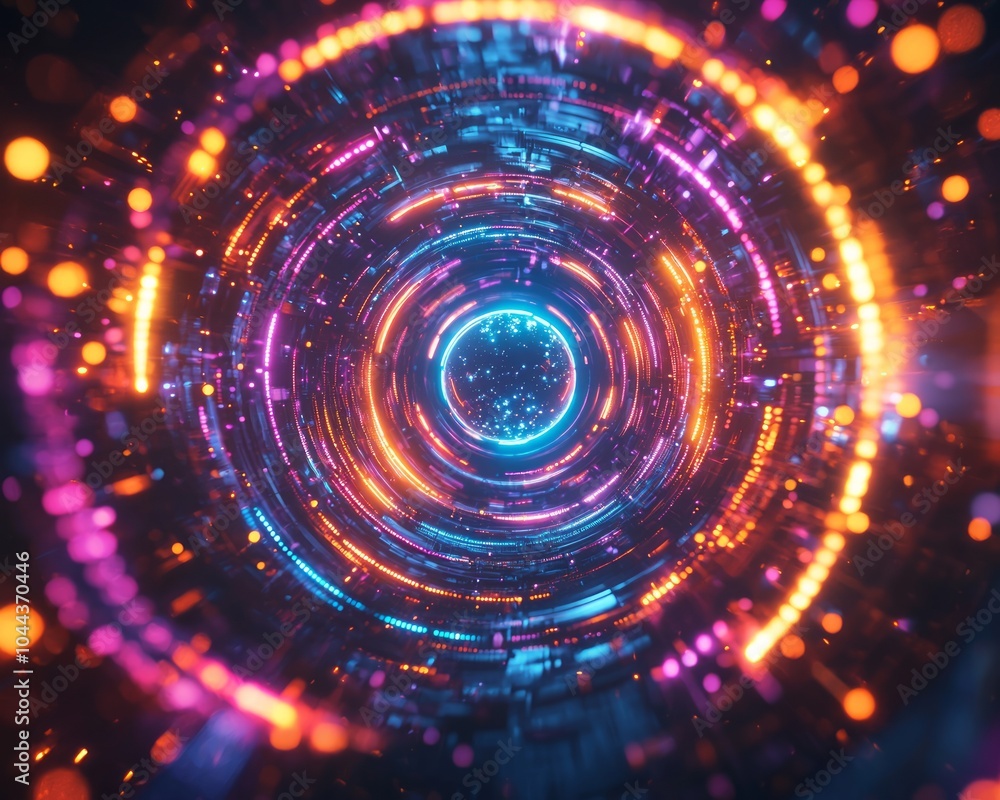 Poster vibrant aerial visualization with colorful patterns