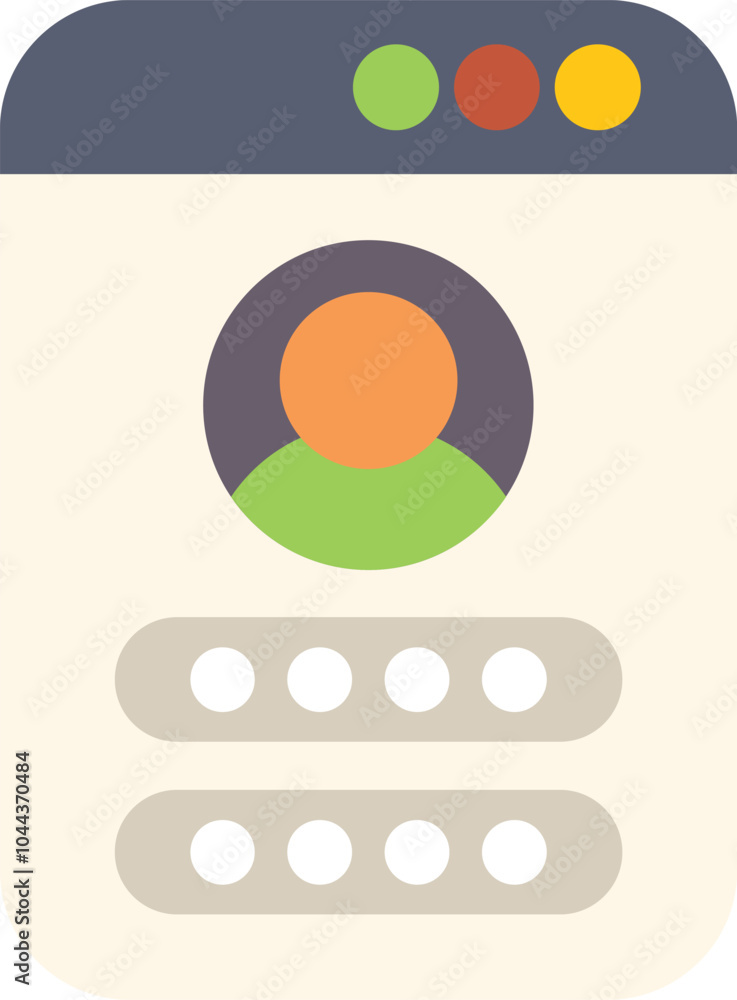 Poster website user profile login with password and avatar icon showing secure access to account informatio