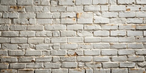 Obraz premium A close-up of a textured brick wall with white paint, showcasing the intricate patterns and imperfections of the aged surface.