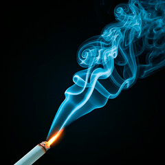 burning match on black background