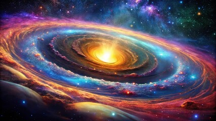 A Cosmic Dance of Color and Light, With Swirling Galaxies and Blazing Stars, Creating a Symphony of the Universe