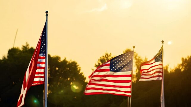 Memorial Day Tribute with USA Flag on Blue Background - Free Stock ...