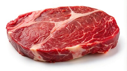 Raw beef steak isolated on white background, symmetrical