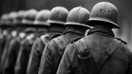 Fototapeta premium illustration of a row of german soldiers