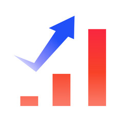 勢いよく上昇するグラデーションの矢印とグラフ