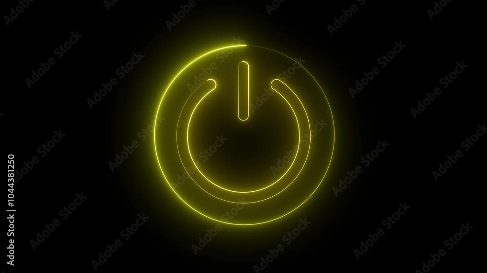 Poster power button on black background glowing neon line power on off button icon isolated on black backgr