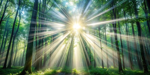 Ray of light through dense forest