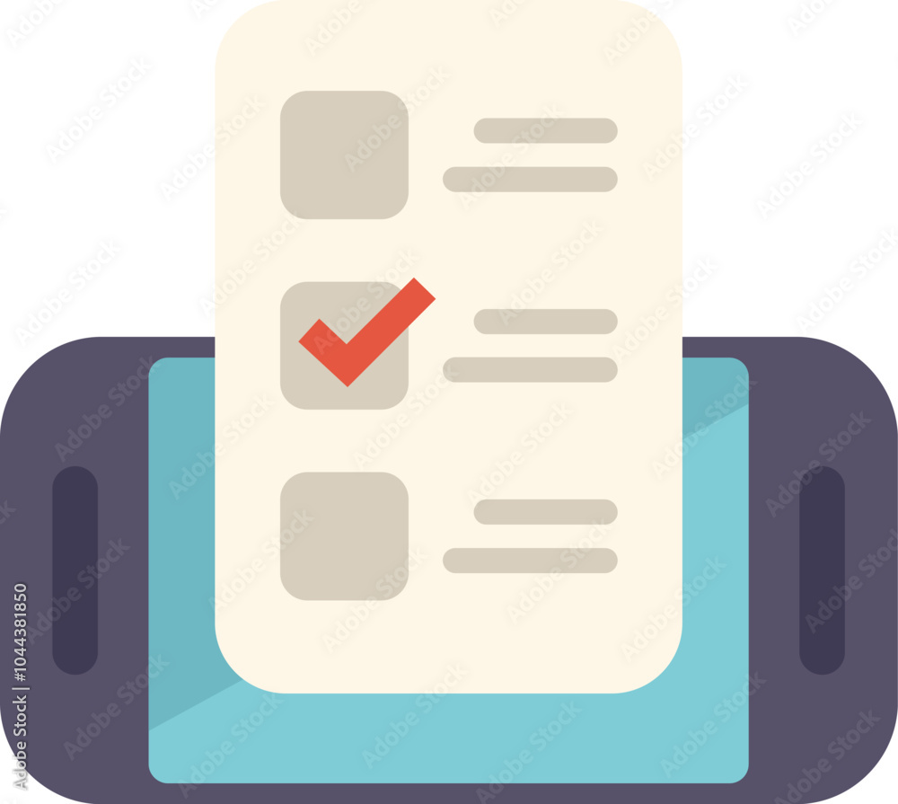 Poster smartphone is displaying an online survey with one option checked, providing valuable customer feedb