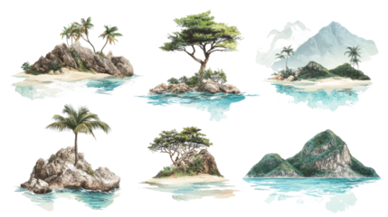 Stunning Islands With Mountains and Lush Trees Under Clear Skies Generative AI