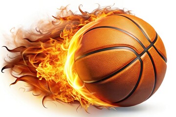 Fototapeta premium Realistic basketball on fire isolated in white background