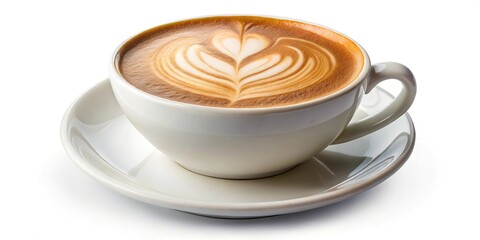 Realistic cappuccino hot isolated on white background with clipping path included