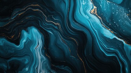 Obraz premium Abstract Swirls of Teal and Gold Paint