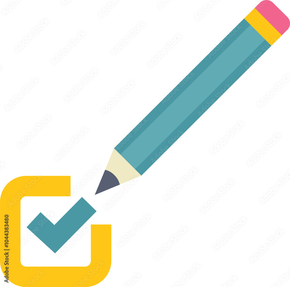 Poster this icon features a pencil putting a check mark in a checkbox, symbolizing the completion of a task
