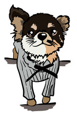 dog in a grey sweater