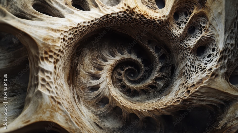Poster intricate close-up of spiral seashell structure