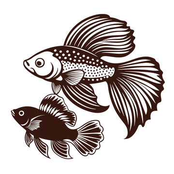 two brown fish swimming clip art preview