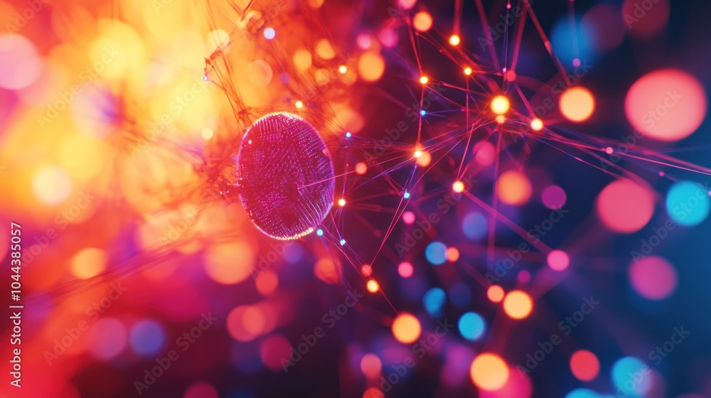 Aufkleber abstract representation of neural connections with vibrant colors and glowing nodes.