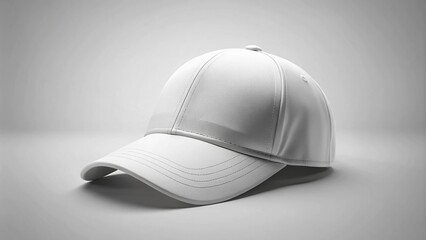 Fototapeta premium Realistic white baseball cap mockup isolated on background macro