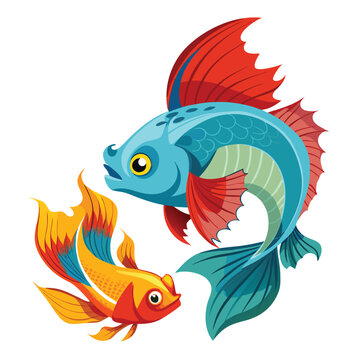 recommend clip art: Guppy vs betta vector Illustration Isolated white background.