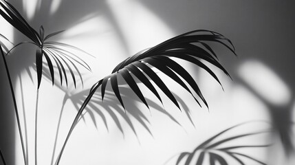 Palm Leaf Shadow on White Background