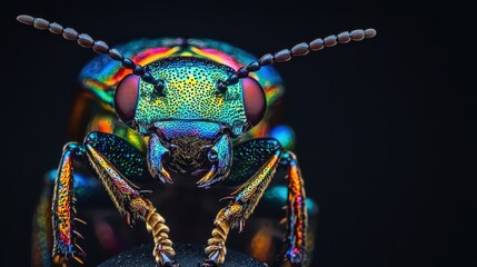 Fototapeta premium Vibrant Jewel Beetle Macro Photography