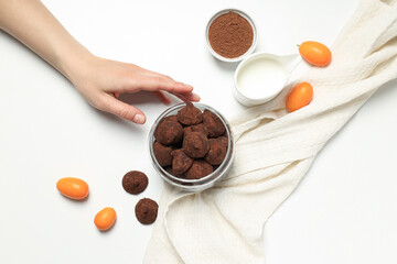 Chocolate truffles, concept of delicious sweet food