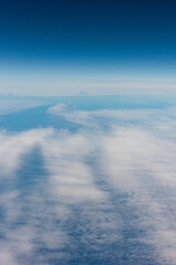 View from an airplane of the Kuril Islands and Sea of Okhotsk on a flight from Vancouver to Tokyo