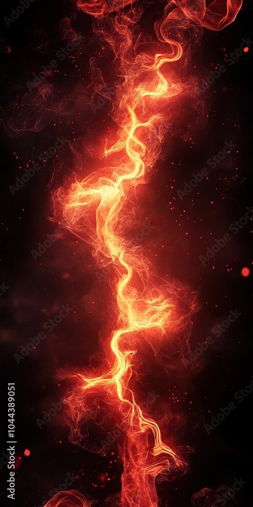 Aufkleber abstract red lightning bolt with glowing energy, suitable for a dynamic design or visual impact.