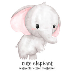 Baby elephant in watercolor style. Cute elephant. vector illustration