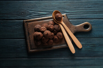 Chocolate truffles, concept of delicious sweet food