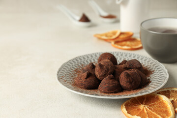 Chocolate truffles, concept of delicious sweet food