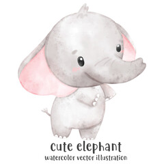 Baby elephant in watercolor style. Cute elephant. vector illustration