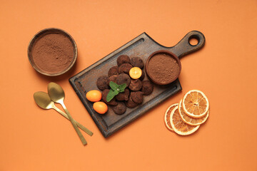 Chocolate truffles, concept of delicious sweet food