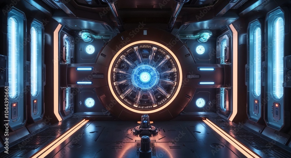 Aufkleber energy core chamber with pulsating lights and power management systems background heart of the ship 