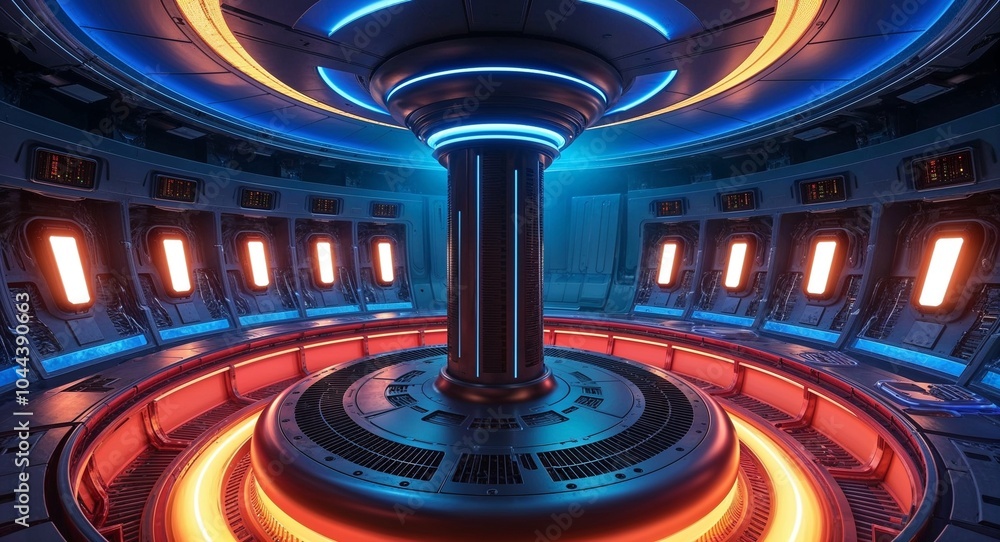 Poster energy core chamber with pulsating lights and power management systems background heart of the ship 