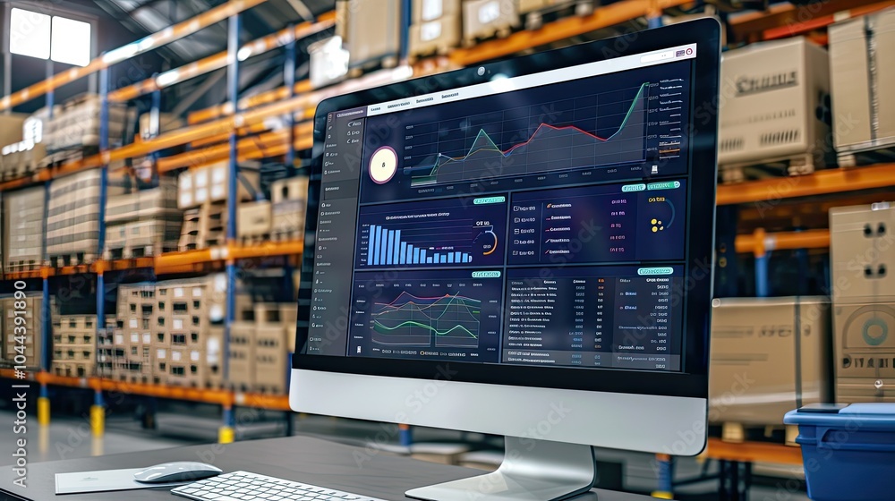 Poster warehouse analytics on desktop display