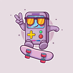cool portable video game character mascot playing skateboard isolated cartoon