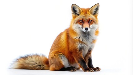 Obraz premium Red fox (Vulpes) with shallow depth of field isolated on white background