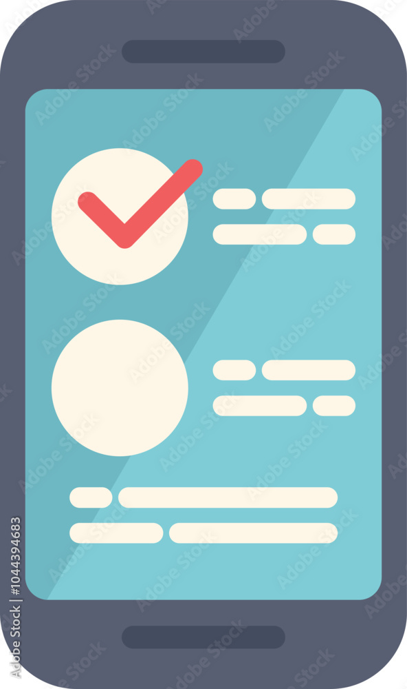 Poster smartphone is displaying a checklist with a check mark, representing task management, productivity, 