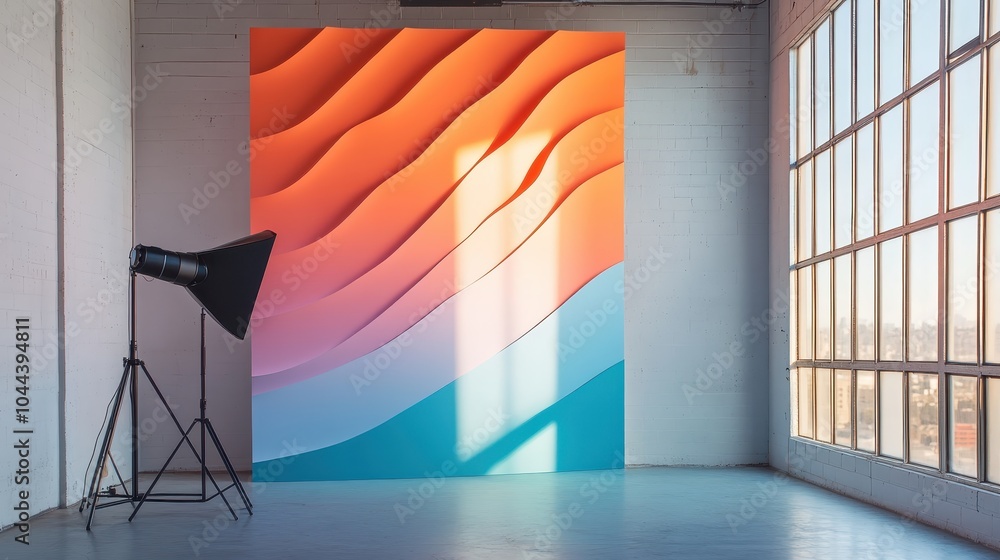 Aufkleber gradient foamcore panels in modern studio setting