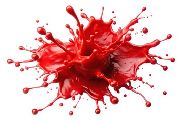Red ink splash stain isolated on white background