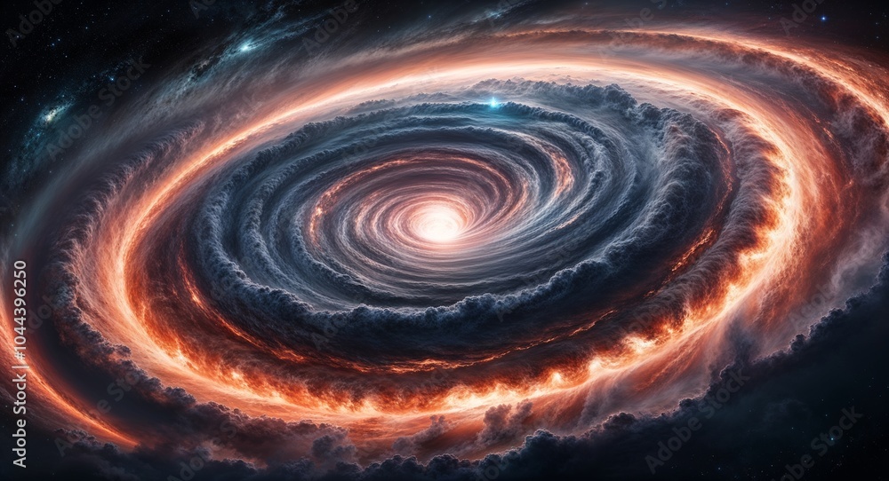 Poster vortex of swirling gases and light in a cosmic storm background dynamic movement revealing the power