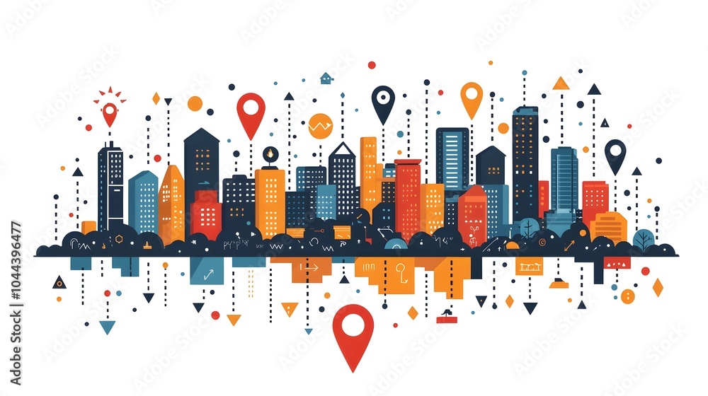 Aufkleber expanding map with directional arrows symbolizing strategic guidance and planning for growth develop