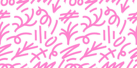 Hand drawn doodle seamless pattern. Abstract geometric shape seamless pattern. Seamless patterns for fabric, textiles, clothing, wrapping paper, cover, banner, interior decor, abstract backgrounds.