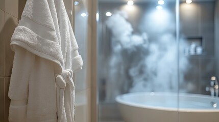 Cozy Bathrobe in Relaxing Spa Environment